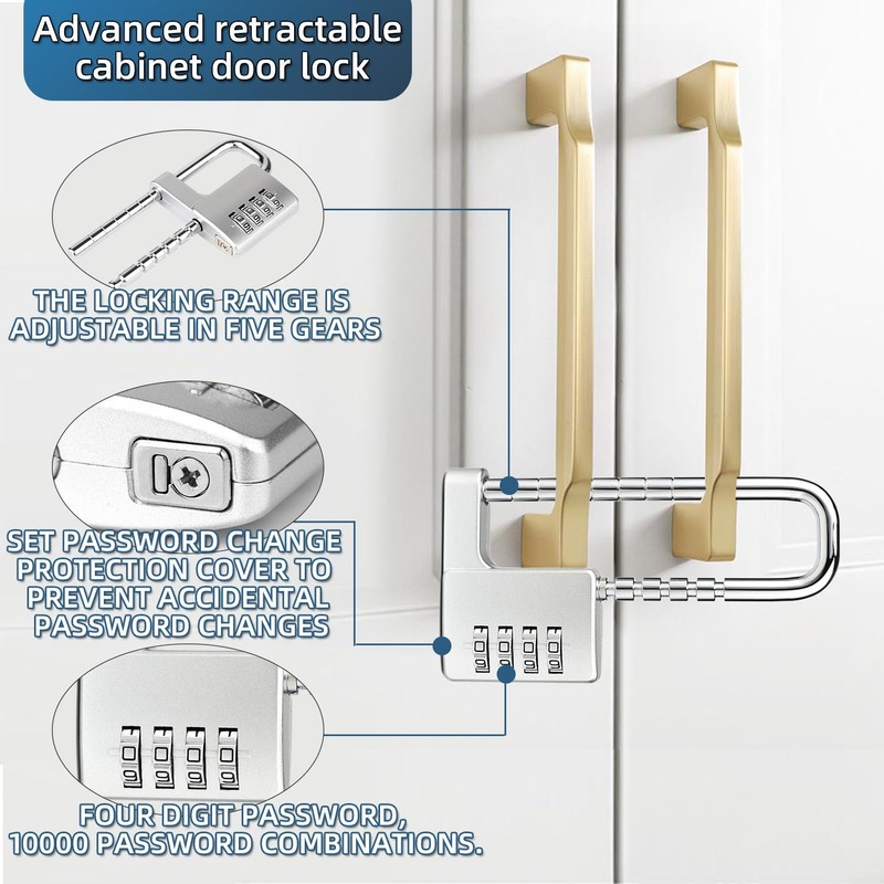 NBYT Cabinet Lock,Combination Padlock,Gym Locker Lock Code Long Adjustable Shackle