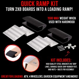 AFA Tooling Truck and Trailer Loading Ramp Kit | Quickly Create a Wide Ramp with 2 x 8 Lumber: Just Attach Aluminum Brackets and Rubber Feet | Load Your Lawn Mower, 4-Wheeler, ATV, and More with Ease