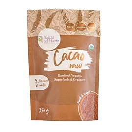 RAÍCES DEL HUERTO - Cacao Raw (crudo) Peruano en polvo sin azucar orgánico certificado USDA - Bolsa de 350 g - Antioxidante - Libre de químicos - Ideal para veganos, vegetarianos y atletas