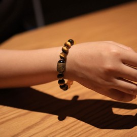 Wizock Feng Shui 10mm Yellow Agate/Tiger Eye Stone Beaded Bracelets for Women Wealth Protection and Prosperity Stretch Bracelets Good Luck Jewelry, Medium, Stone, tiger eye