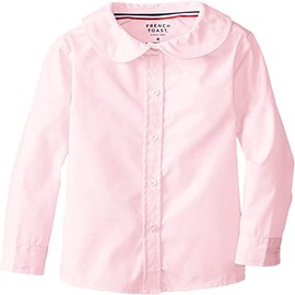 French Toast Girls Long Sleeve Peter Pan Blouse, Pink, 04