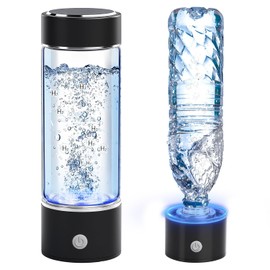 2025 New Hydrogen Water Bottle, 15OZ Hydrogen Water Generator Bottles 3000PPB in 3 Min with SPE & PEM Technology Portable Rechargeable Hydrogen Rich Glass Health Care Gifts for Family, Friends, Travel