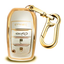 RFSRZ Fits for Toyota Key Fob Cover, Key Shell Case for 2019 2020 2021 2022 2023 2024 2025 Venza RAV4 Prime Sienna Land Cruiser Fortuner Mirai Grand Highlander Prius Collora, Bling Keychain (Gold)