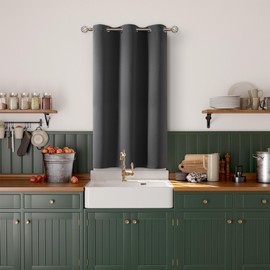 BGment Kitchen Curtain 45 Inch Length, Short Blackout Curtain for Small Window, Grommet Privacy Thermal Insulated Tier Room Darkening Drape for Bedroom, 1 Panel, 38 x 45 Inch, Dark Grey