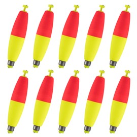 Alwonder 10-Pack Fishing Bobbers Floats, Weighted Bobbers for Fishing Cigar EVA Foam Snap-on Floats Corks Floaters Buoys for Crappie Bass Panfish Bluegills Trout S Red&Yellow