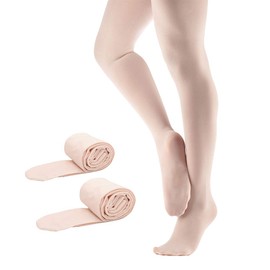 NEWCHAO Girls Dance Ballet Tights Footed Student Training Tights for Kids Adult White Pink XS-L
