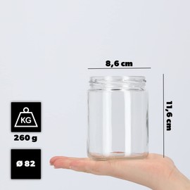 KADAX Preserve Jars 540 ml with fi82 mm Screw Lid, Preserving Jars for Preserving, Preserving & Storing, Jam Jars, Preserving Jars, Storage Jars, Round Jars (Taps, Pack of 8)