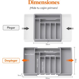 Lifewit Cocina cajón Organizador de Utensilios, Bandeja de Cubiertos Porta expandible para Cocina, portautensilios y Cubiertos Ajustable, Portacucharas, almacenador Cuchillos Tenedores, grande, Gris