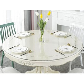 Deep Dream 2.0mm Thick 54 Inches Clear Round Table Protector, Round Table Cover, Tablecloth Protector, Table Protector for Dining Room Table & Office