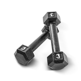 CAP Barbell Cast Iron Hex Dumbbell, Black, Pair, 3 lb