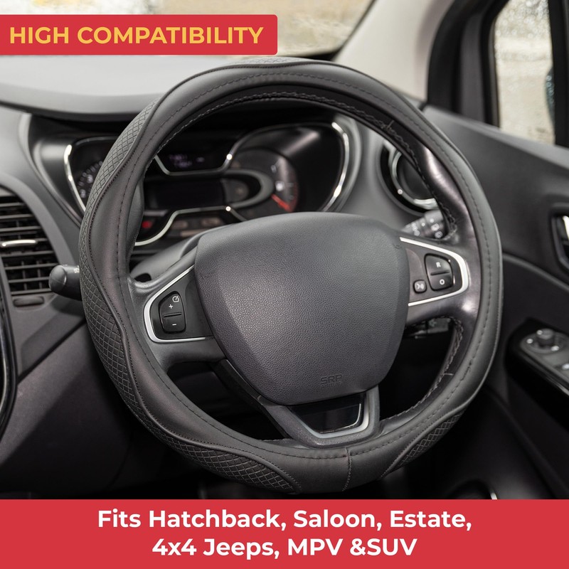 GADLANE Microfibre Leather Steering Wheel Cover Universal Soft Anti-Slip Breathable
