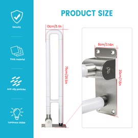 JELLYRATTBIT 29.5 Inch Handicap Grab Bars Foldable Toilet Safety Rails, Flip-Up Bathroom Grab Bar with Anti-Slip Grip, Toilet Handrails Hand Grips Shower Assist Aid for Elderly Pregnant Women Disabled