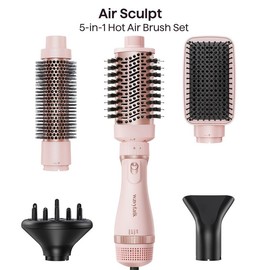 Wavytalk Air Sculpt 5-in-1 Hot Air Brush Set, Multi-Styler for Salon Blowouts, Defined Curls, Volume Boost & Frizz-Free Straightening, Pink:_Pink-New Model