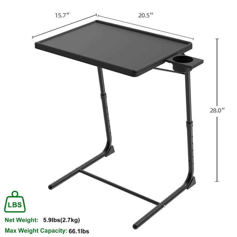 Adjustable TV Tray Table for Breakfast & Dinner - Black