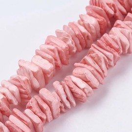 Ipotkitt 1 Strand Pink Dyed Natural Square Chip Shell Beads Strands Irregular Chip Sea Shell Loose Beads for DIY Jewellery Making Necklace Bracelet Crafts Supplies