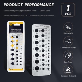 Weewooday Stainless Steel Drill Gauges for 1/16 Inch to 1/2 Inch Size Bits, 17/64-1/2 0.062-0.250 Bolt and Wire Diameter Index Gauge, 29-Hole Use for Accurate Measurement Equivalents(Silver)