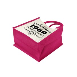 65th Birthday Tote Bag Gifts for Women - Cotton Jute Shoulder Bag, Reusable Bags for Shopping, Gift bags, Book Bag, Travel Bag, Shopper Bags - Manufactured 1960 - FUCH-S