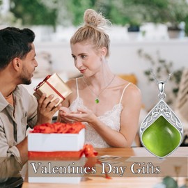 YYB Teardrop Necklace 925 Sterling Silver Celtic Knot Irish Pendant Natural Stone Necklace Jewelry Gifts for Women Girls, Sterling Silver, base, Peridot