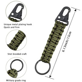 2pcs Heavy Duty Braided Paracord Lanyard Keychain, Paracord Neck Badge Lanyard with Hook Clip and Key Ring for Outdoor Activities, Key Organizer, Water Bottle, Camera.