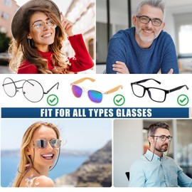 4PCS Glasses Chain for Women Universal Adjustable Glasses Neck Strap Spectacles Cord Universal Leather Anti-Slip Glasses Strap Glasses String Sunglasses Strap (Black)