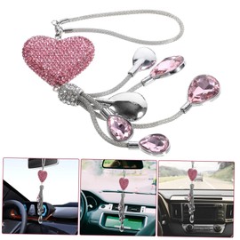 TOPPERFUN Colgante de Cristal Corazón Rosa para Espejo de Auto Adorno Colgante Brillante para Decoración Interior de Vehículo Accesorios para Mujeres