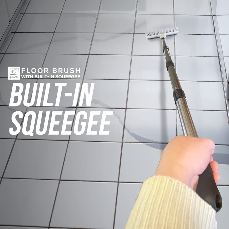 Floor Squeegee Broom Scrubbing Brush with Stiff Brush Bristles and
