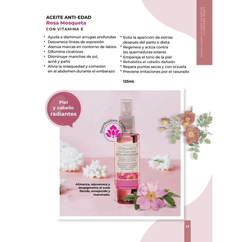 Aceite Rosa Mosqueta Anti-Edad con Vitamina E Florigan® 125ml. (1