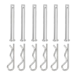YELARXI Clevis Pin with R Shaped Spring Cotter Pin M8x75mm Single Hole Clevis with R - Clip Fits for Automotive Mechanics Cars Trucks, (6 Pcs, Silver)