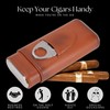 3 Finger Cigar Case Iron Cover Portable Soft Glossy Leather
