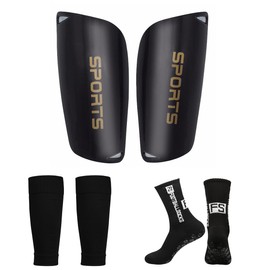 3 Piezas Espinilleras de Futbol，Calcetines Deportivos Antideslizantes，Calcetines de Futbol para Hombre，Artículos para Fans del Futbol con Protección de Cojín EVA，Equipo de Protección de Fútbol Adulto