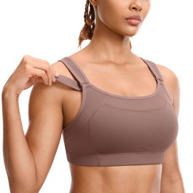 SYROKAN Front Adjustable Sports Bras for Women High Impact Wirefree Comfort No Bounce Support Workout Running Bra Umber 38B