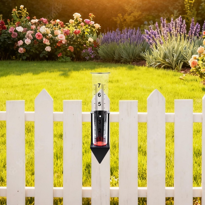 AQKILO Rain Gauge Outdoor with Bracket, 7 Inch Easy-Read Removable