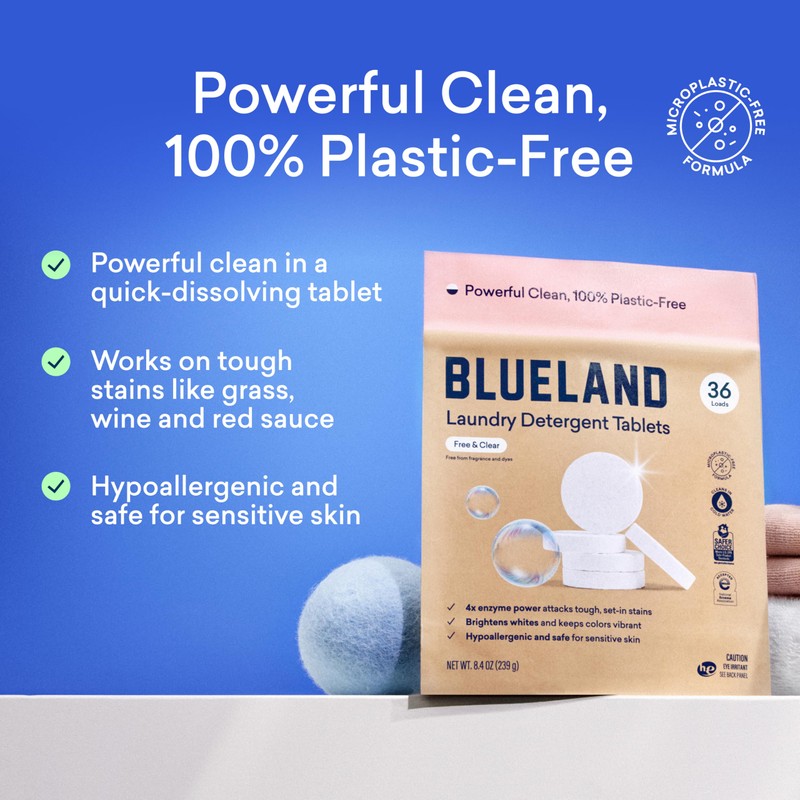 BLUELAND Laundry Detergent Tablets, Starter Set, 60 Count with Tin,