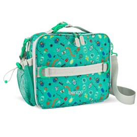 Bentgo Kids Lunch Bag - Durable, Double-Insulated Lunch Bag for Kids 3+; Holds Lunch Box, Water Bottle, & Snacks; Easy-Clean Water-Resistant Fabric & Multiple Zippered Pockets (Bug Buddies)