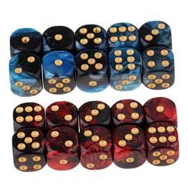 20PCS Polyhedral Dice D6 Dice 16mm Acrylic 6 Sided Dice Game Dice for RPG MTG DND Dice Table Games (Blue Black and Red Black)