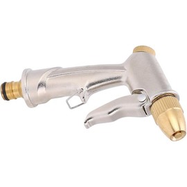 Heavy-Duty Metal Garden Hose Nozzle for Watering & Outdoor Cleaning – 4 Spray Pattern High Pressure Water Gun for Garden and Car Wash