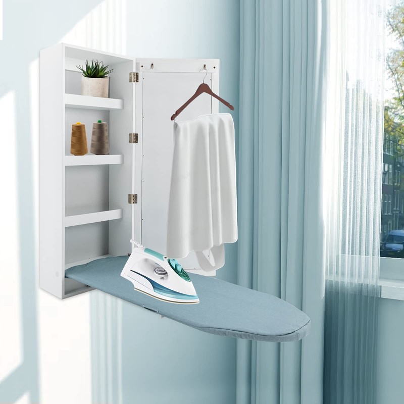 3 Tier Shelf Wall-Mounted Ironing Board Foldable Clothes Ironing Table