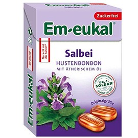 Em-eukal Cough drops sage box minis, sugar-free and lactose free, with vitamin C, 50 g