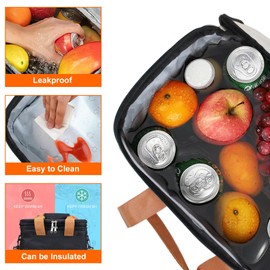 Insulated Lunch Bag & Lunch Box for Men and Women - Expandable Double Deck, Leakproof Soft Cooler Bag with Side Tissue Pocket - Large Adult Lunch Tote for Work, Picnic, Beach (Black)