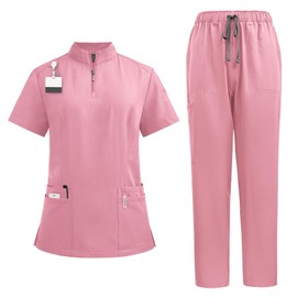 YUMERA Women's Scrub Set,Ultra-Thin Loose Multipocket V-Neck Scrubs Women Doctors Scrubs Top and Pants Soft Comforts Healthcare Tunics Workwear in Multicolors