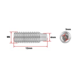 Junter 20pcs M6 x 12mm A2 Stainless Steel Hexagon Socket Set Screws with Dog Point Metric DIN915
