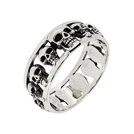 Treasure Bay 8mm Sterling Silver Skulls Ring (R)