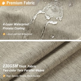 BTTN Extra Wide Shower Curtain - 108 x 72 Inch Linen Textured Waterproof Fabric Shower Curtain Set with 18 Plastic Hooks, Large Modern Farmhouse Cloth Bathtub Shower Curtains for Bathroom - Khaki/Tan