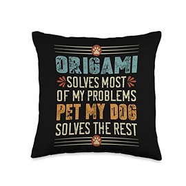 Origami And Dogs For Dog Parents Lover Origami Master Dog Mom Dad Doggo Paper Folding Fun Throw Pillow, 16x16, Multicolor