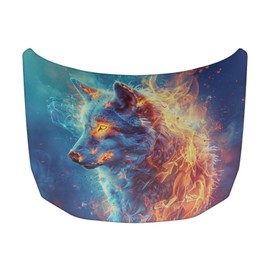 Pxtubomyo Elastic Polyester Fabric Cover for Car,Wolf and Sparks Print Sunshade Breathable Decoration Print Stylish Car Hood Cover Protector,Easy Installation Car Accessories