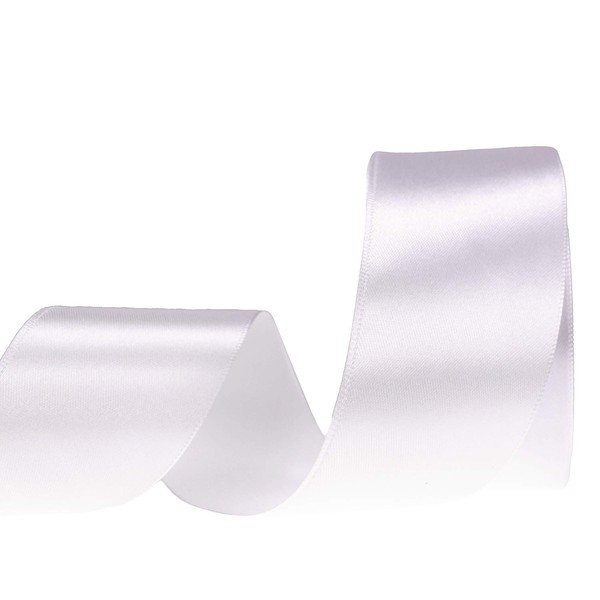 ATRBB 25 Yards 2 inches Satin Ribbon for Wedding,Handmade Bows and Gift Wrapping (White)