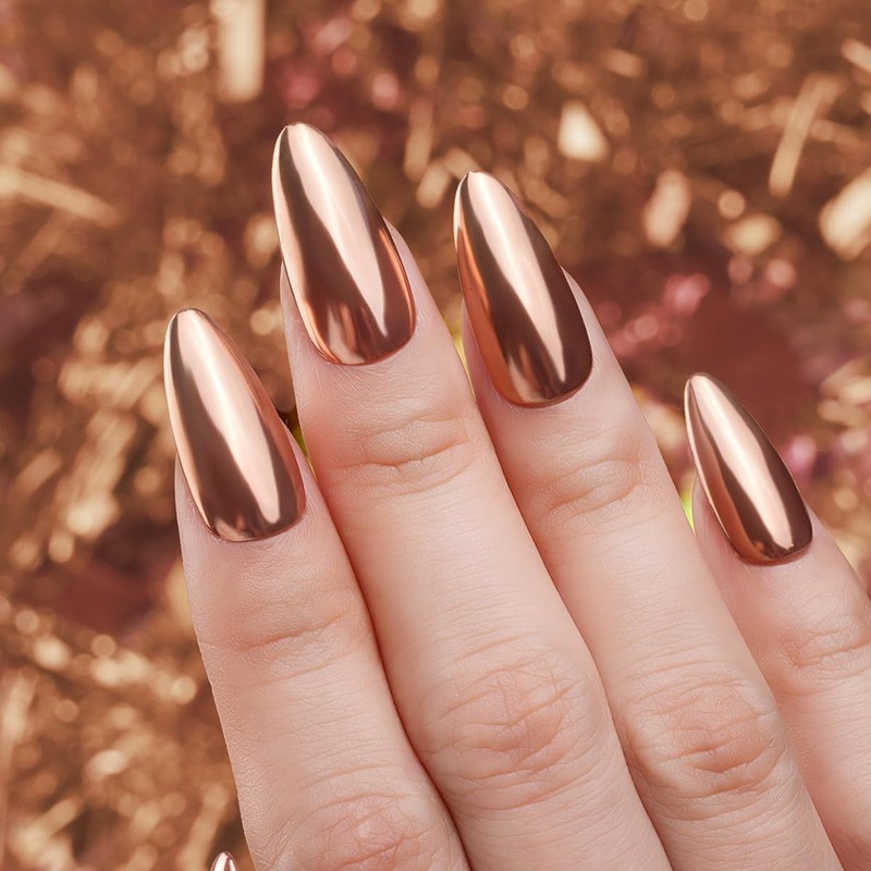 Pretty Diva Chrome Nail Powder - Bronze/Copper Mirror Effect Nail