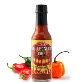 HELLBANERO FIRE HABANERO SAUCE | Made with Aged Cayenne Red Peppers | Crafted in Small Batches, Low Sugar, Low Carb | Awesome Hot Sauce & Marinade.
