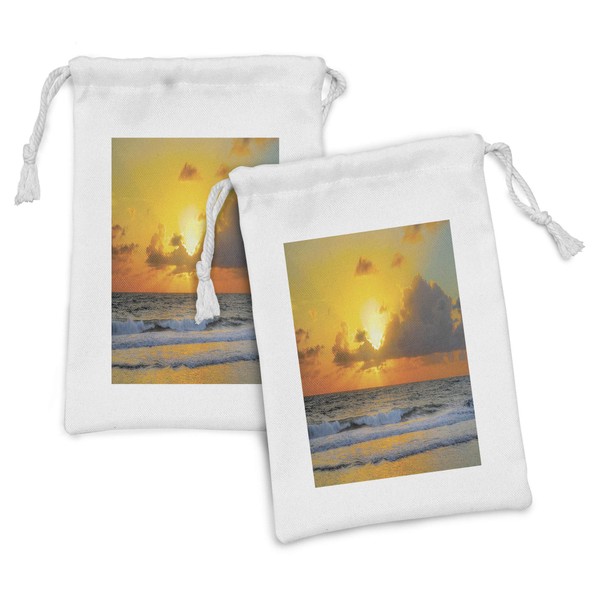 Ambesonne Ocean Fabric Pouch Set of 2, Morning at the