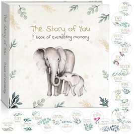 Baby Milestone Stickers, Baby Milestone, New Born Memory Book, Neutral Baby Animal Design, Baby Album And Memory Book.